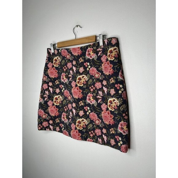 LOFT Floral Blue Pink Tapestry Pencil Spring Skirt Size 8 - Picture 3 of 11